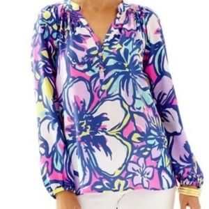Lilly Pulitzer Elsa Silk Top Tropical Pink Catwalkin